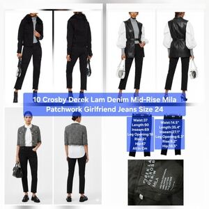 10 Crosby Derek Lam Denim Mid-Rise Mila Patchwork Jeans Size 24